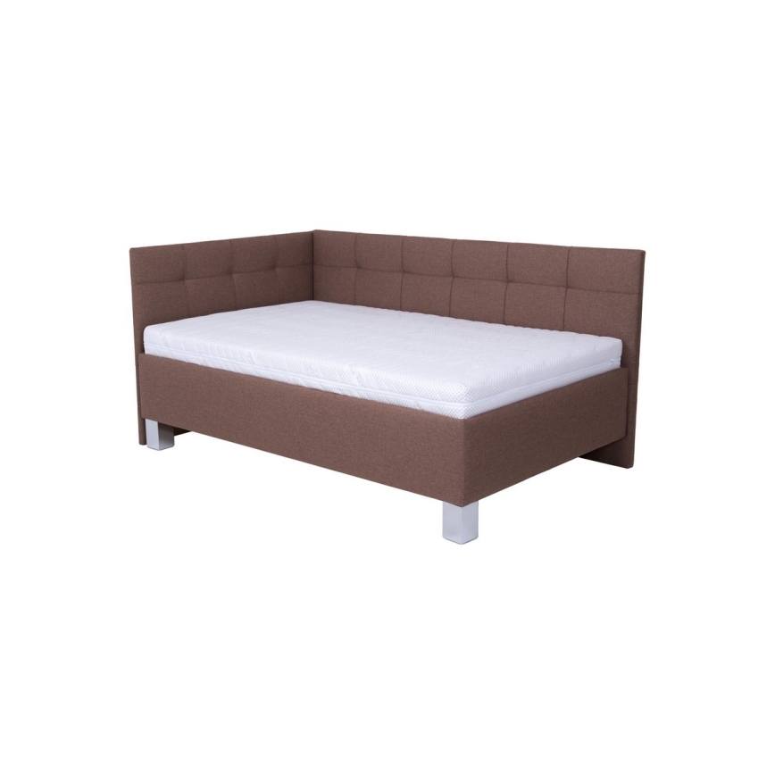 Cama estofada com espaço de arrumação, sem colchão, MARIA PETITE 120x200 cm, castanha
