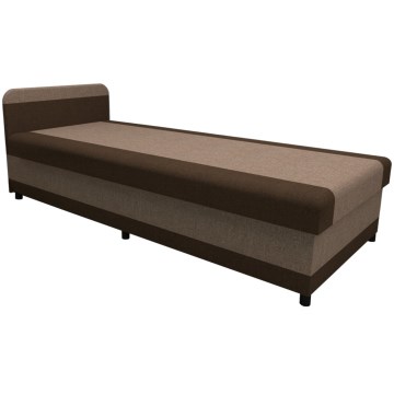 Cama estofada com espaço de arrumação TALI 80x202 castanho/bege