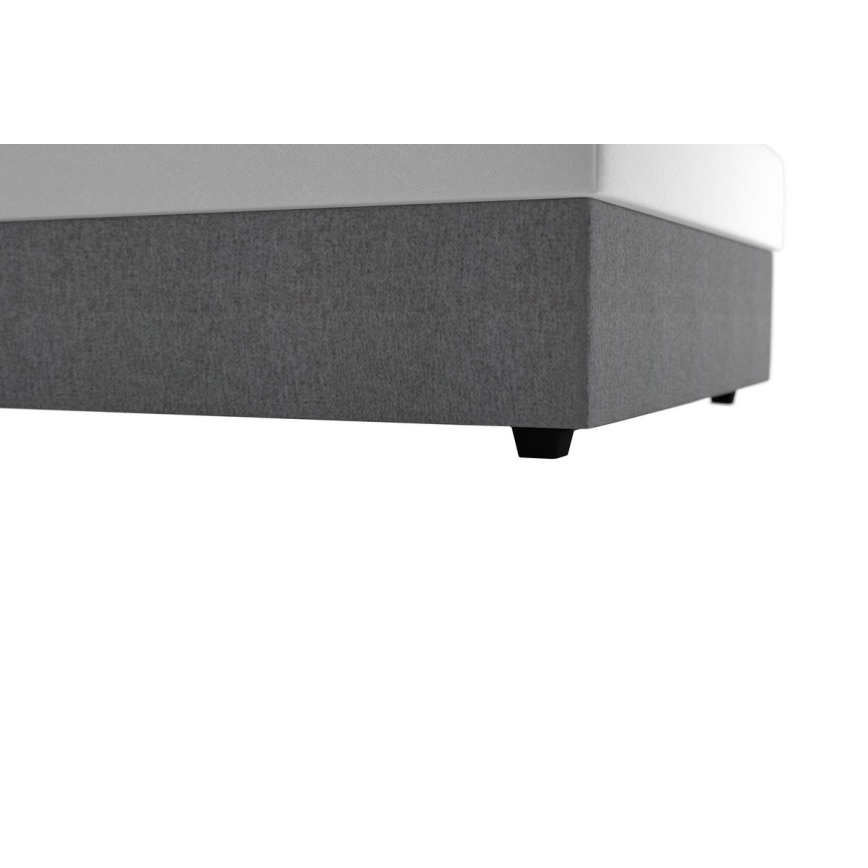 Cama estofada DARIA 120x200 cm com arrumação integrada e colchão, cinza