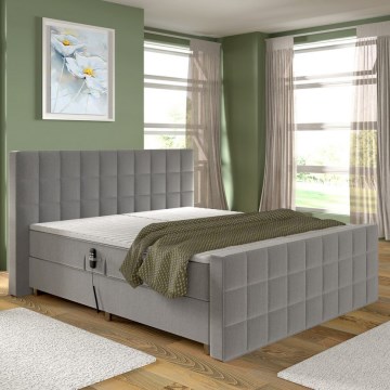 Cama estofada elétrica e ajustável HELEN 180x200 cm com colchões e topper, cinzenta