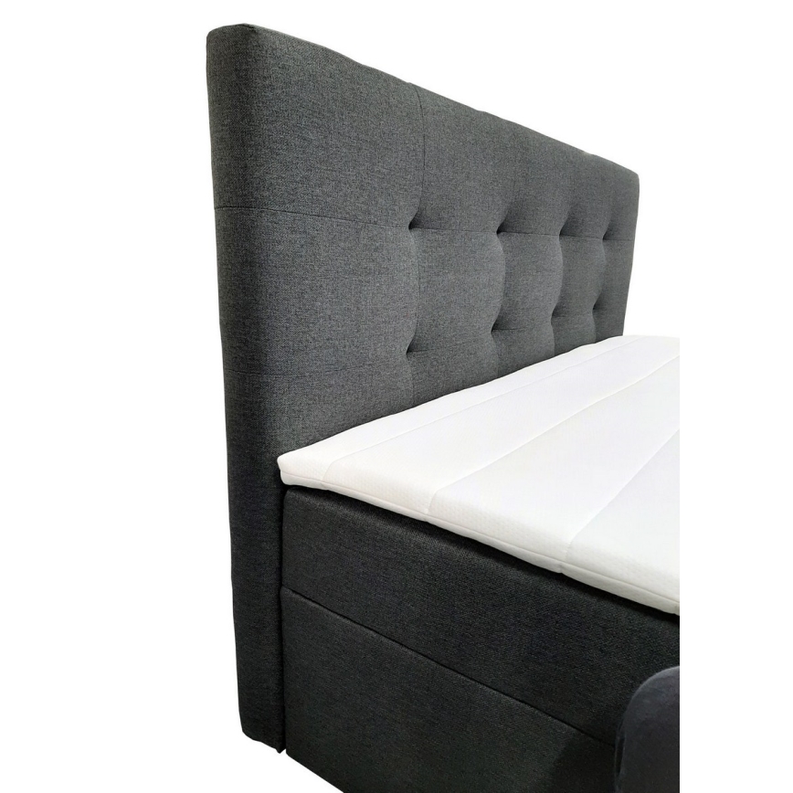Cama estofada com colchões e topper com espaço de arrumação EMBER 160x200 cm antracite