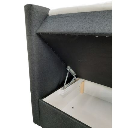 Cama estofada com colchões e topper com espaço de arrumação EMBER 160x200 cm antracite