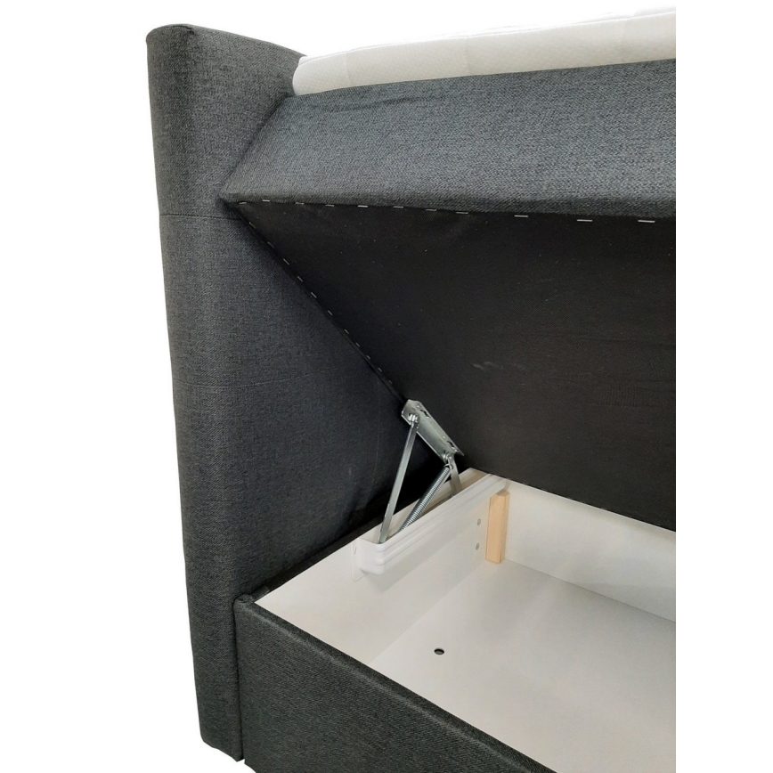 Cama estofada com colchões e topper com espaço de arrumação EMBER 160x200 cm antracite