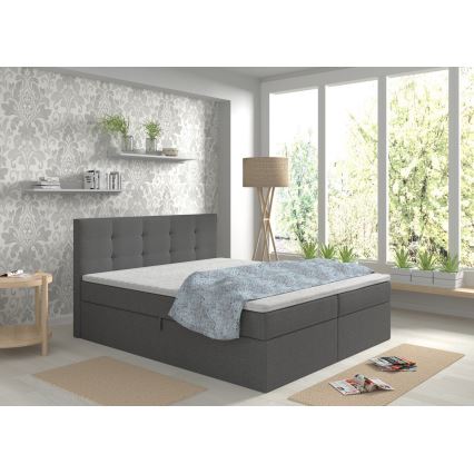 Cama estofada com colchões e topper com espaço de arrumação EMBER 180x200 cm antracite