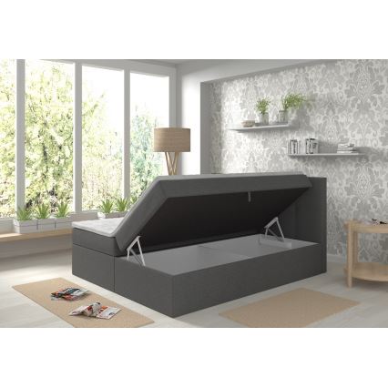 Cama estofada com colchões e topper com espaço de arrumação EMBER 180x200 cm antracite