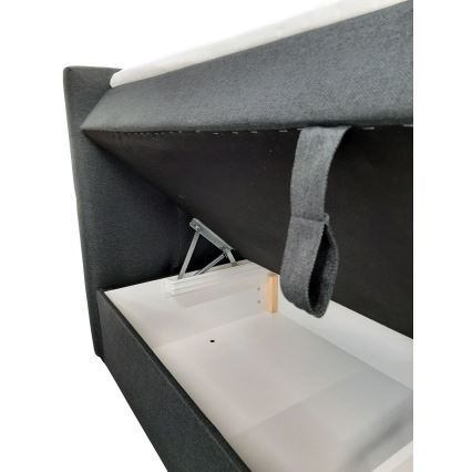 Cama estofada com colchões e topper com espaço de arrumação EMBER 180x200 cm antracite