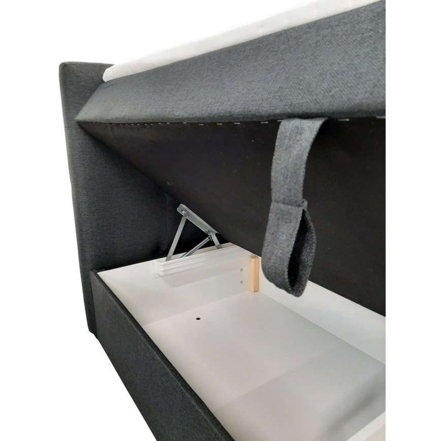 Cama estofada com colchões e topper com espaço de arrumação EMBER 180x200 cm antracite