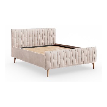 Cama estofada FLORA 160x200 cm sem colchão, bege