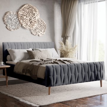 Cama estofada FLORA 180x200 cm sem colchão cinzenta