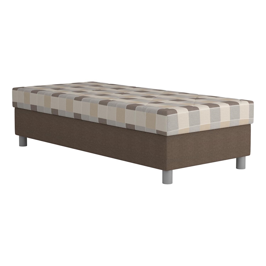 Cama estofada GEORGE 90 x 200 cm com espaço de arrumação e colchão, castanha