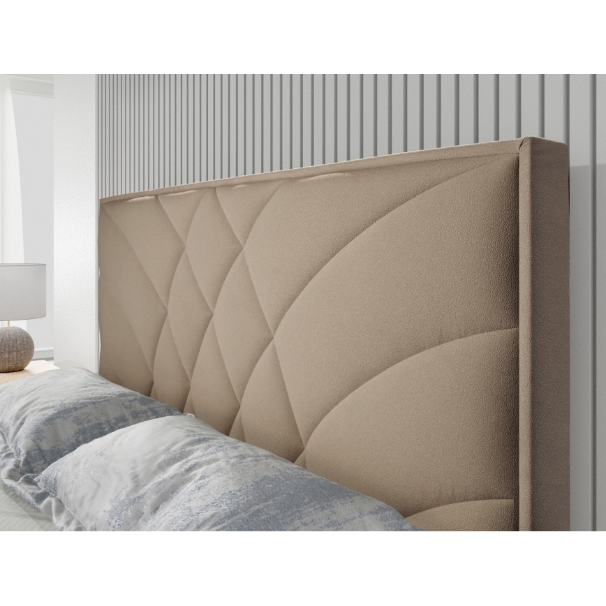 Cama estofada com colchões e espaço de arrumação GINA 140x200 cm bege