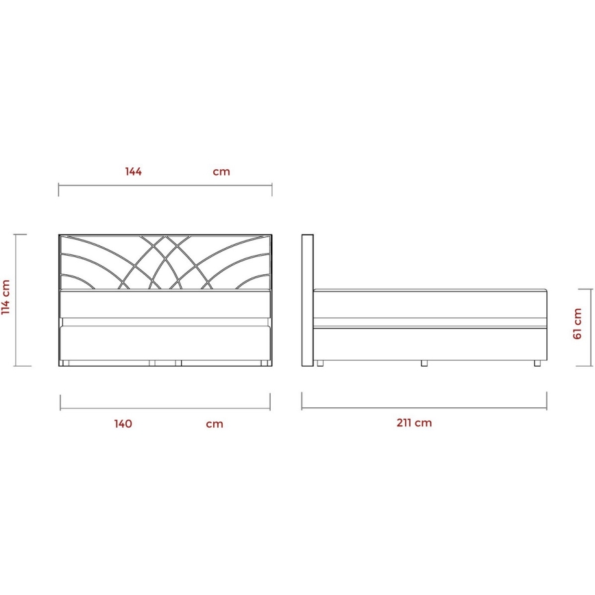 Cama estofada com colchões e espaço de arrumação GINA 140x200 cm bege