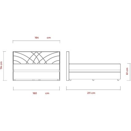 Cama estofada com colchões e espaço de arrumação GINA 160x200 cm bege