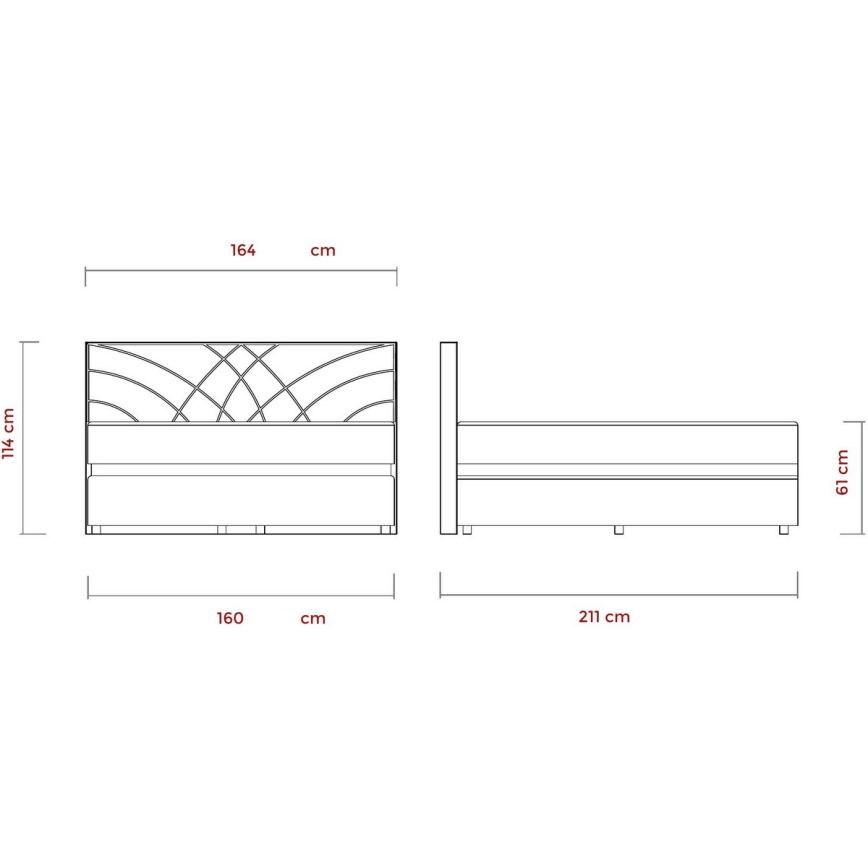 Cama estofada com colchões e espaço de arrumação GINA 160x200 cm bege