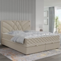 Cama estofada GINA 180x200 cm com colchões e espaço de arrumação, bege