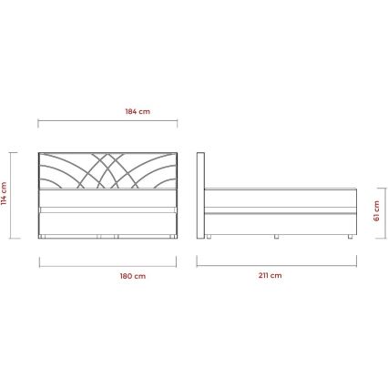 Cama estofada GINA 180x200 cm com colchões e espaço de arrumação, bege