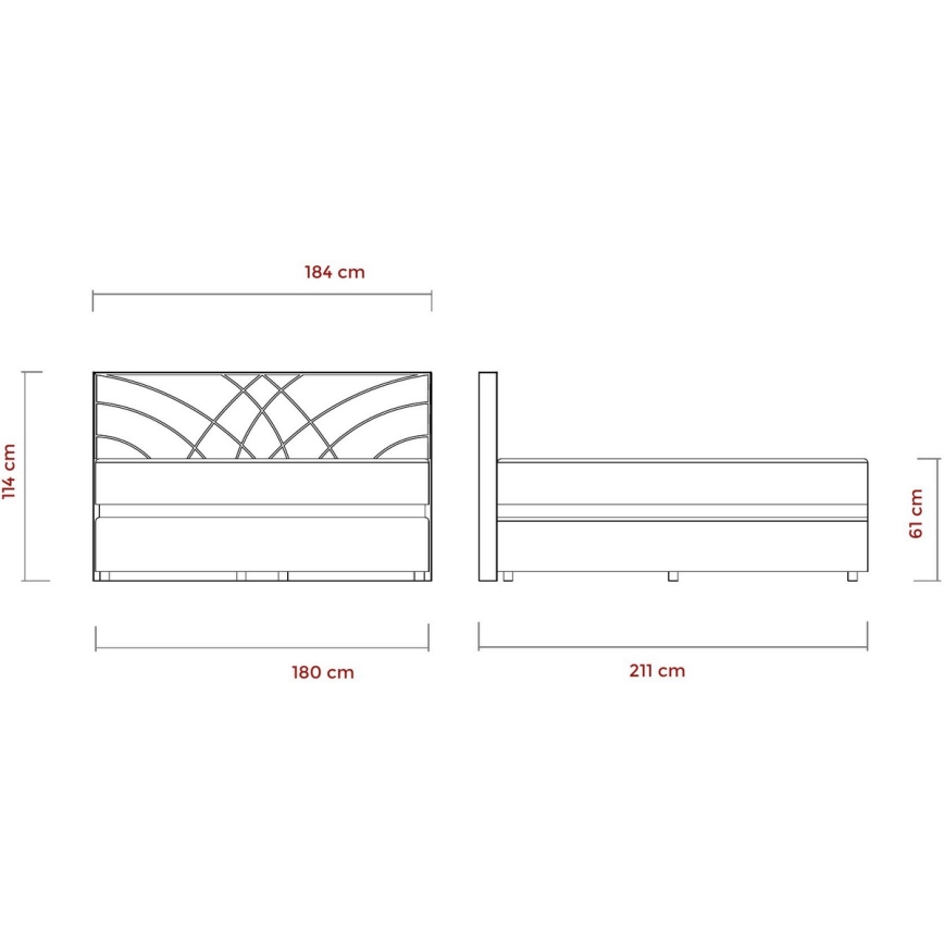 Cama estofada GINA 180x200 cm com colchões e espaço de arrumação, bege