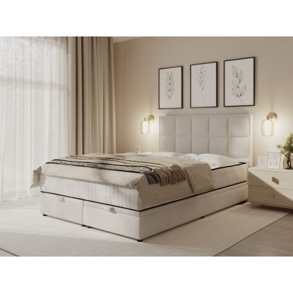 Cama estofada com colchões e espaço de arrumação GRACE 140x200 cm bege