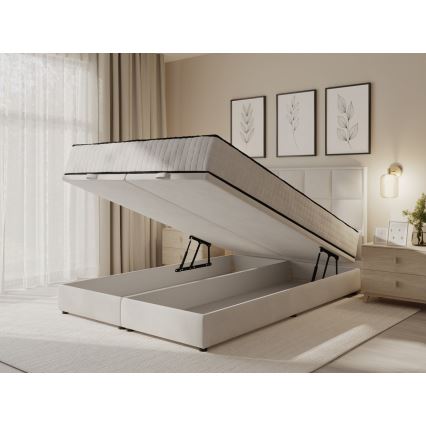 Cama estofada com colchões e espaço de arrumação GRACE 140x200 cm bege