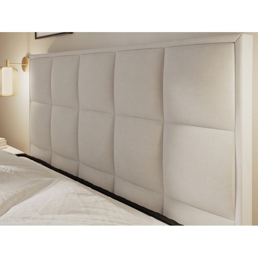 Cama estofada com colchões e espaço de arrumação GRACE 140x200 cm bege