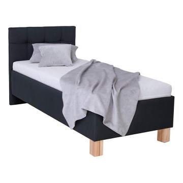 Cama estofada MARIA ONE 90x200 cm com colchão e arrumação — antracite