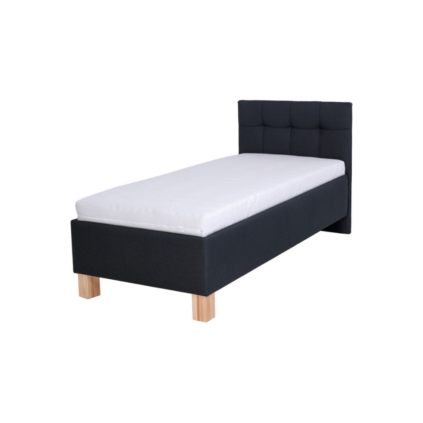 Cama estofada MARIA ONE 90x200 cm com colchão e arrumação — antracite