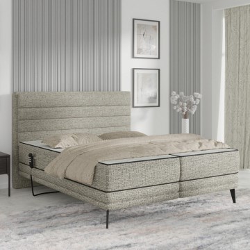 Cama estofada motorizada com ajuste de posição e colchões MILA 180x200 cm, cinzenta