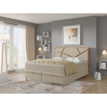 Cama estofada com colchões e espaço de arrumação NAOMI 140x200 cm bege