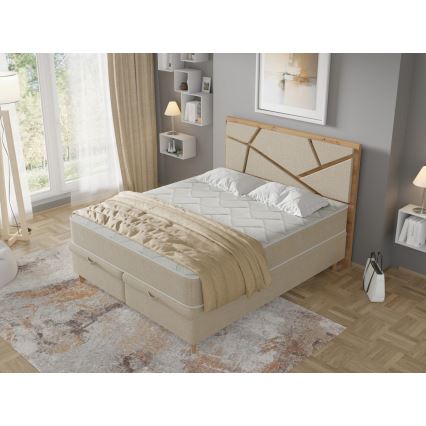 Cama estofada com colchões e espaço de arrumação NAOMI 140x200 cm bege