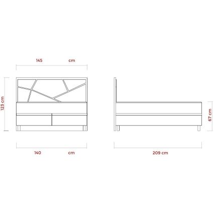 Cama estofada com colchões e espaço de arrumação NAOMI 140x200 cm bege