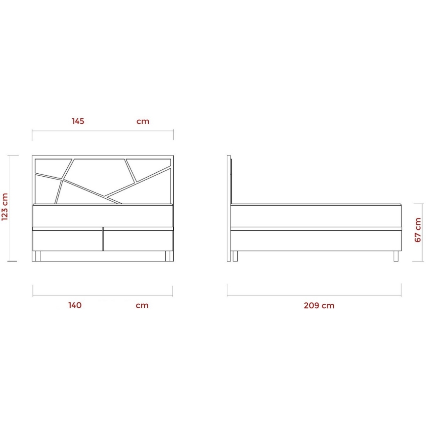 Cama estofada com colchões e espaço de arrumação NAOMI 140x200 cm bege