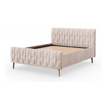 Cama estofada sem colchão FLORA 160x200 cm bege