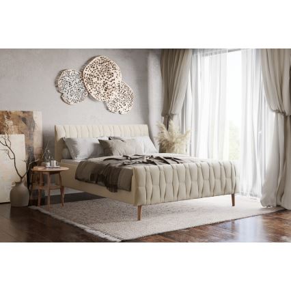 Cama estofada sem colchão FLORA 180x200 cm bege