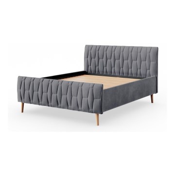 Cama estofada sem colchão FLORA 180x200 cm cinza