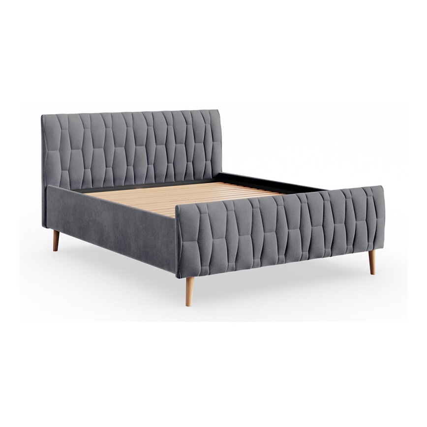 Cama estofada sem colchão FLORA 180x200 cm cinzenta