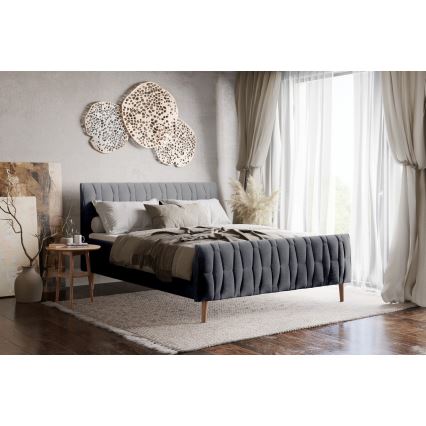 Cama estofada sem colchão FLORA 180x200 cm cinzenta