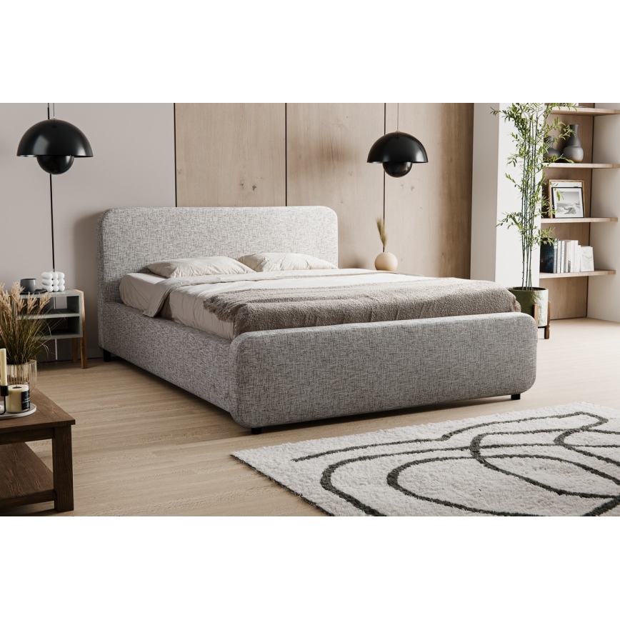 Cama estofada sem colchão LAJLA 180x200 cm bege