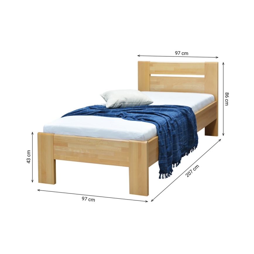 Cama individual feita de madeira maciça AMBER 90x200 cm faia