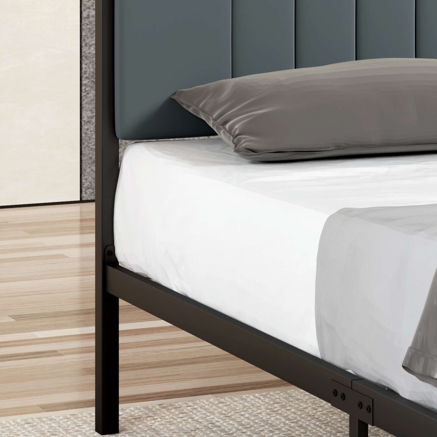 Cama individual metálica LUNOR 90x200 cm antracite, capacidade de carga de 120 kg