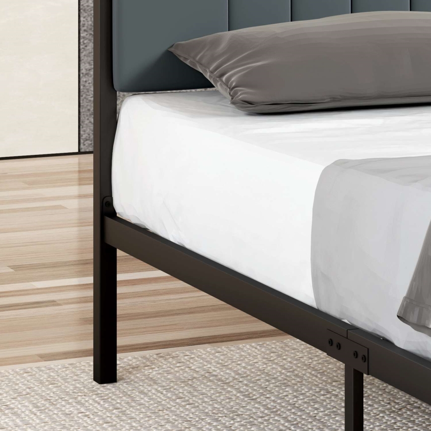 Cama metálica de casal LUNOR 140x200 cm antracite, suporta até 200 kg