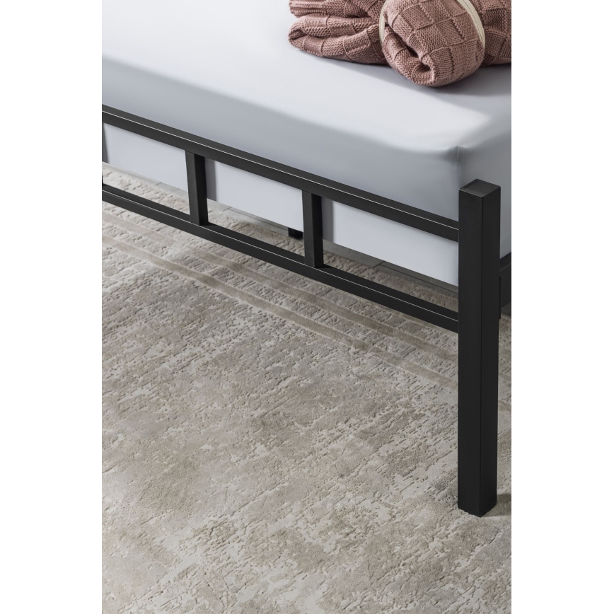 Cama metálica de casal ORMEL 120x200 cm, preta, capacidade de carga 120 kg