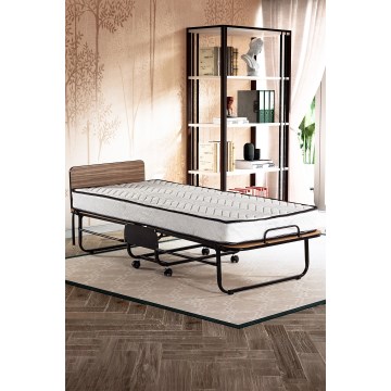 Cama metálica dobrável de solteiro HERON 80x190 cm, branca, suporta até 120 kg