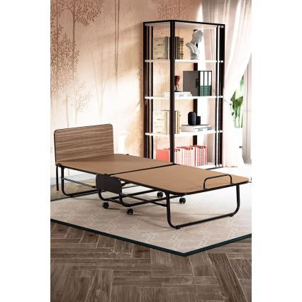 Cama metálica dobrável de solteiro HERON 80x190 cm, branca, suporta até 120 kg