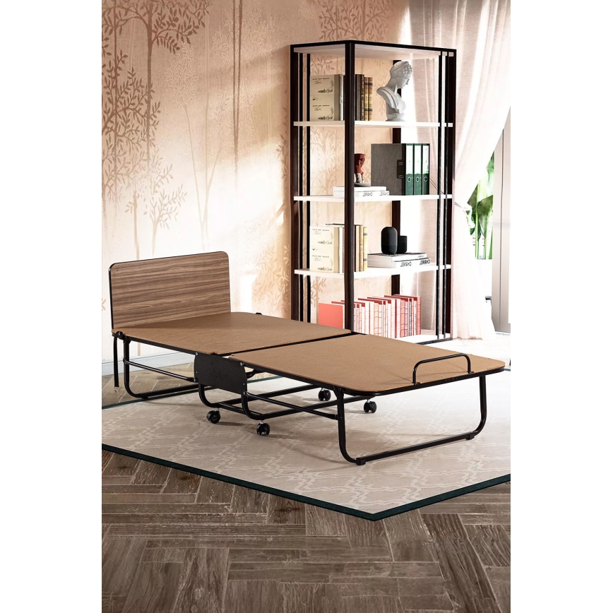 Cama metálica dobrável de solteiro HERON 80x190 cm, branca, suporta até 120 kg