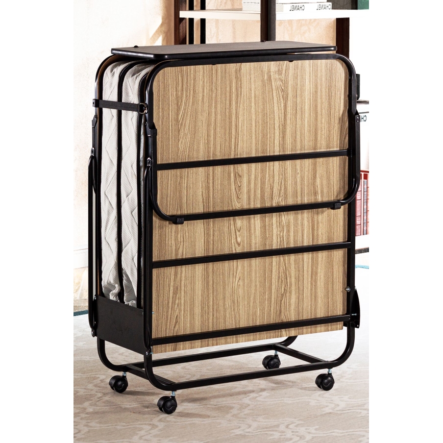 Cama metálica dobrável de solteiro HERON 80x190 cm, branca, suporta até 120 kg