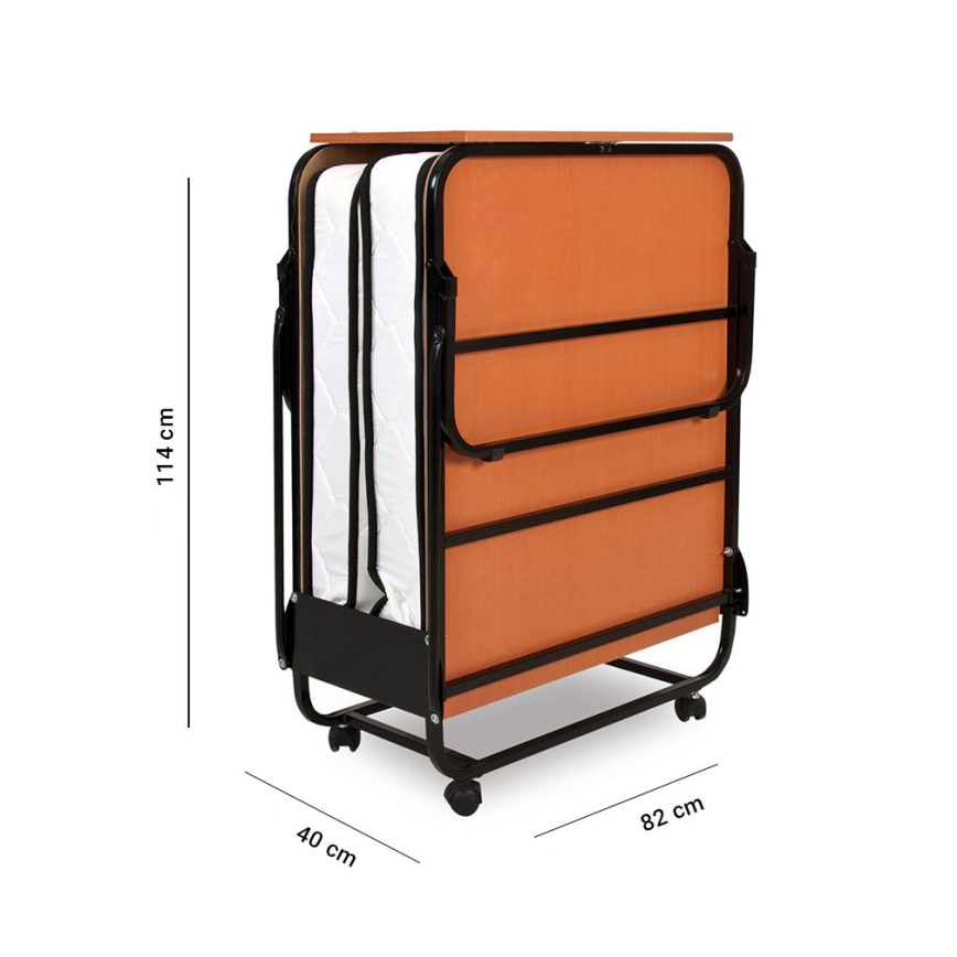 Cama metálica dobrável de solteiro HERON 80x190 cm, branca, suporta até 120 kg