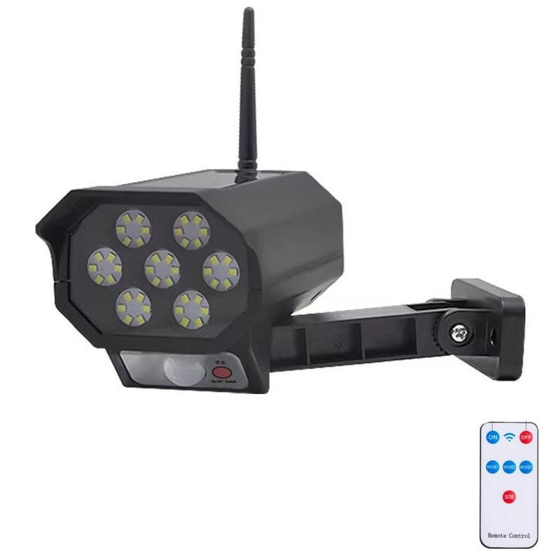 Câmara de segurança fictícia LED com sensor e painel solar LED/5W/5,5V IP65 + controlo remoto