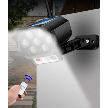 Câmara de segurança fictícia LED com sensor e painel solar LED/5W/5,5V IP65 + controlo remoto