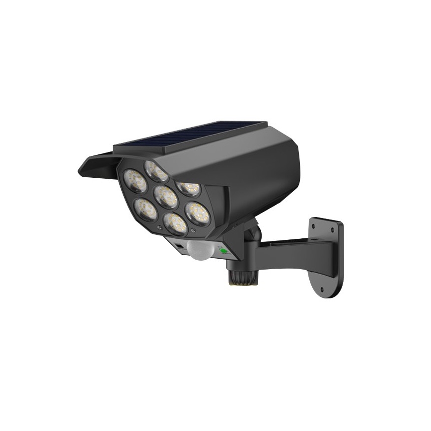 Câmara de segurança fictícia LED com sensor e painel solar LED/5W/5,5V IP65 + controlo remoto