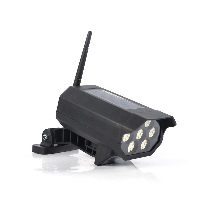 Câmara de segurança fictícia LED com sensor e painel solar LED/5W/5,5V IP65 + controlo remoto